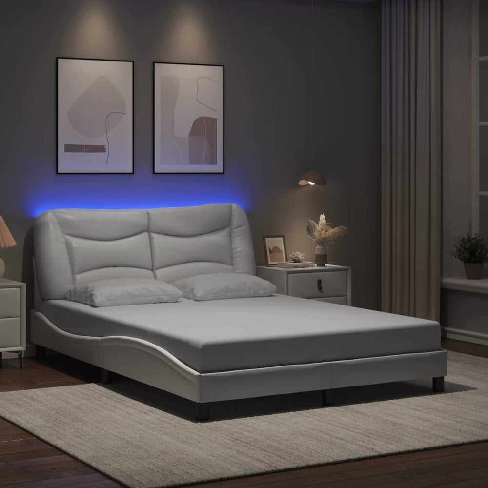 Bettgestell mit LED Weiß 140x190 cm