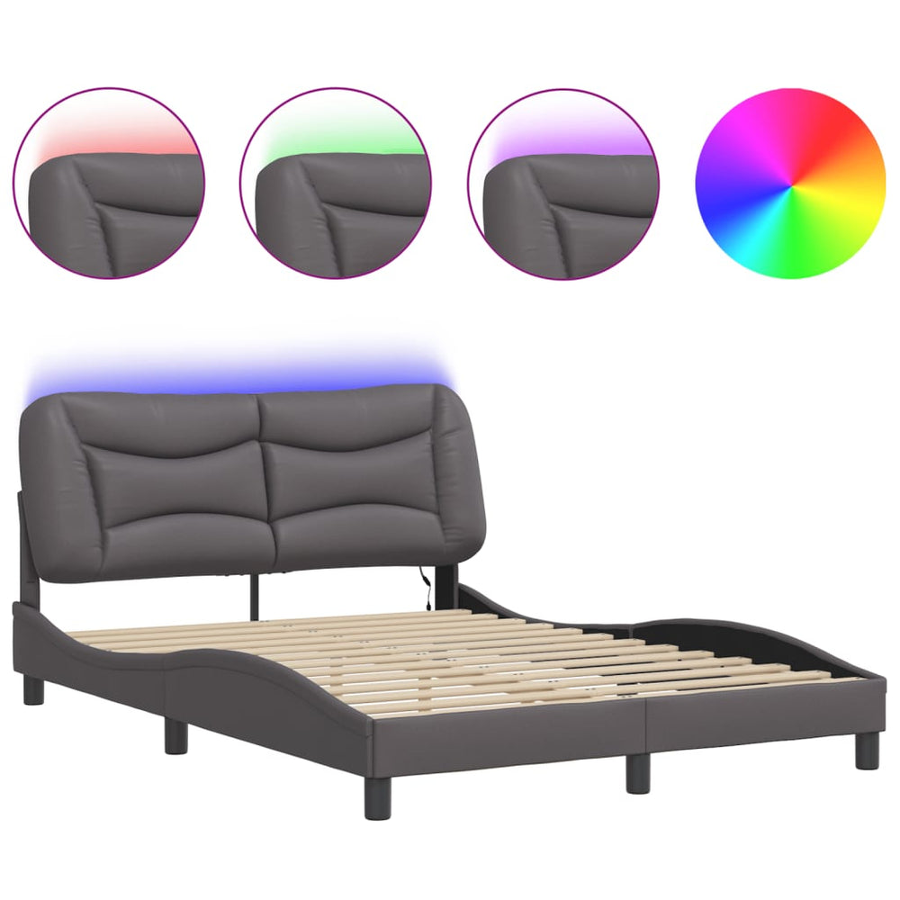 Bettgestell mit LED Grau 140x190 cm
