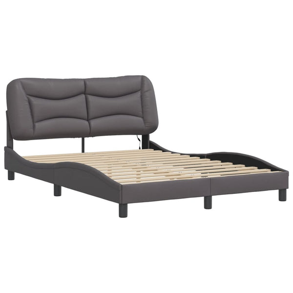 Bettgestell mit LED Grau 140x190 cm