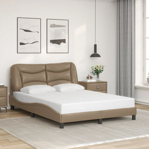 vidaXL Cadre de lit avec LED sans matelas « Hvar » marron cappuccino 140x190 cm