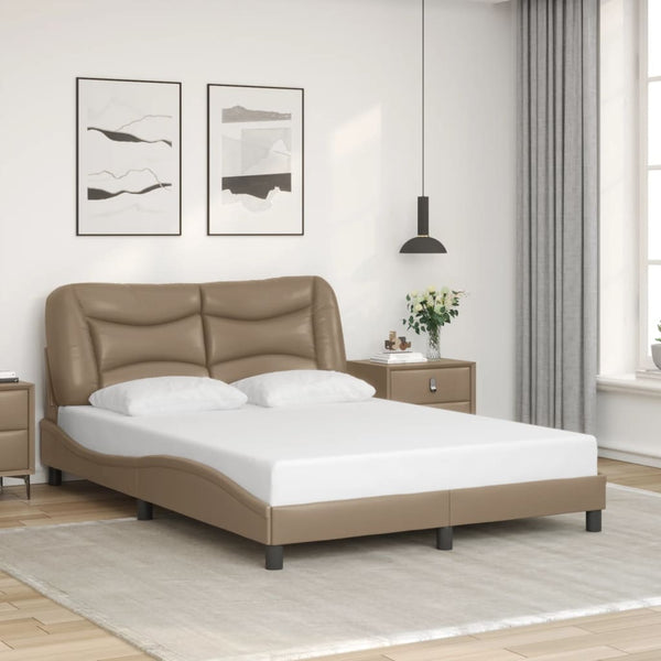 vidaXL Cadre de lit avec LED sans matelas « Hvar » marron cappuccino 140x190 cm