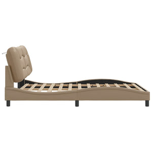 vidaXL Cadre de lit avec LED sans matelas « Hvar » marron cappuccino 140x190 cm