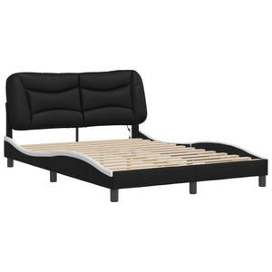 vidaXL Cadre de lit avec LED sans matelas "Hvar" Noir et blanc 140x190 cm