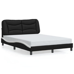vidaXL Cadre de lit avec LED sans matelas "Hvar" Noir et blanc 140x190 cm