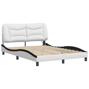 vidaXL Cadre de lit avec LED sans matelas "Hvar" Blanc et Noir 140x190 cm