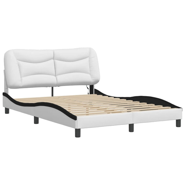 vidaXL Cadre de lit avec LED sans matelas "Hvar" Blanc et Noir 140x190 cm