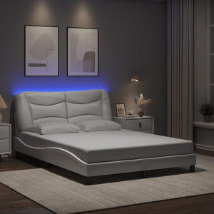 vidaXL Cadre de lit avec LED sans matelas "Hvar" Blanc 140x200 cm