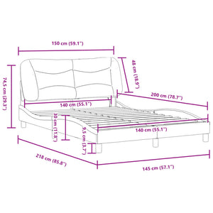 Bettgestell mit LED Braun 140x200 cm