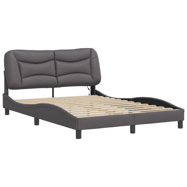 vidaXL Cadre de lit avec LED sans matelas "Hvar" gris 140x200 cm