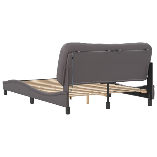 vidaXL Cadre de lit avec LED sans matelas "Hvar" gris 140x200 cm