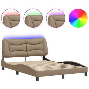 vidaXL Cadre de lit avec LED sans matelas "Hvar" cappuccino 140x200 cm