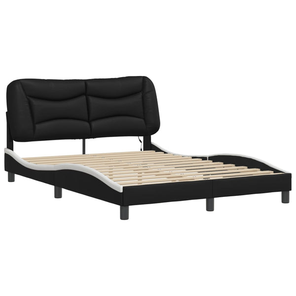 vidaXL Cadre de lit avec LED sans matelas "Hvar" Noir et blanc 140x200 cm