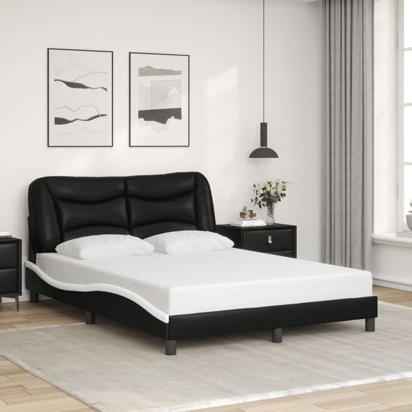 vidaXL Cadre de lit avec LED sans matelas "Hvar" Noir et blanc 140x200 cm