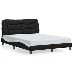 vidaXL Cadre de lit avec LED sans matelas "Hvar" Noir et blanc 140x200 cm