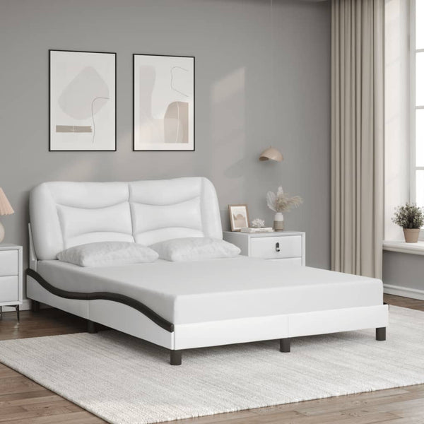 vidaXL Cadre de lit Hvar avec LED sans matelas blanc et noir 140x200 cm