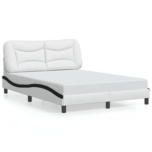 vidaXL Cadre de lit Hvar avec LED sans matelas blanc et noir 140x200 cm