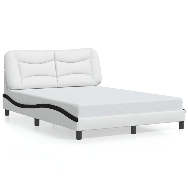 vidaXL Cadre de lit Hvar avec LED sans matelas blanc et noir 140x200 cm