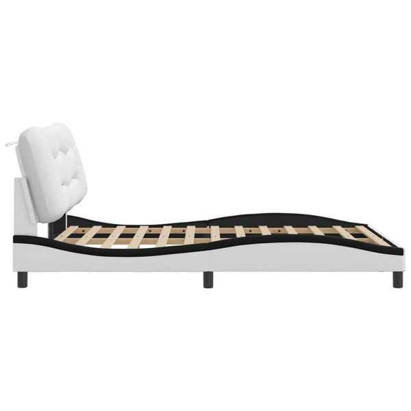 vidaXL Cadre de lit Hvar avec LED sans matelas blanc et noir 140x200 cm