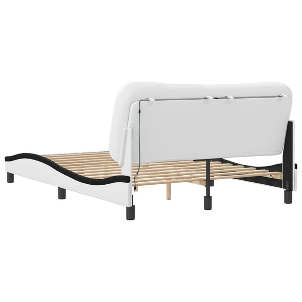 vidaXL Cadre de lit Hvar avec LED sans matelas blanc et noir 140x200 cm