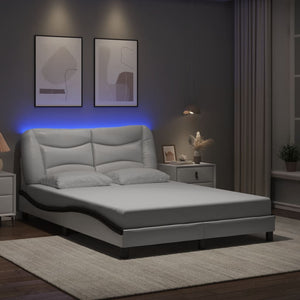 vidaXL Cadre de lit Hvar avec LED sans matelas blanc et noir 140x200 cm