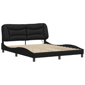 Bettgestell mit LED Schwarz 160x200 cm