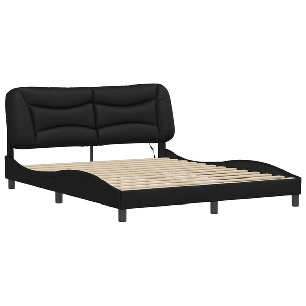 Bettgestell mit LED Schwarz 160x200 cm