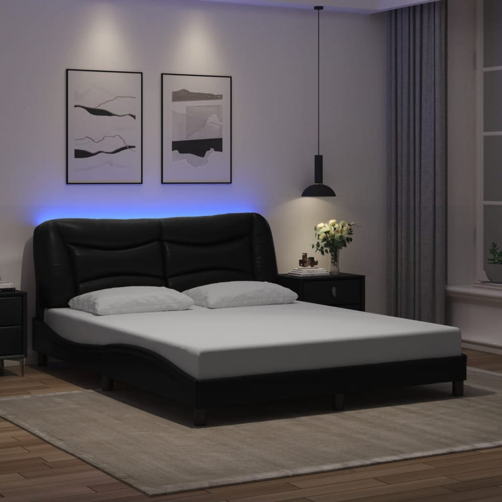 vidaXL Cadre de lit avec LED sans matelas « Hvar » Noir 160x200 cm