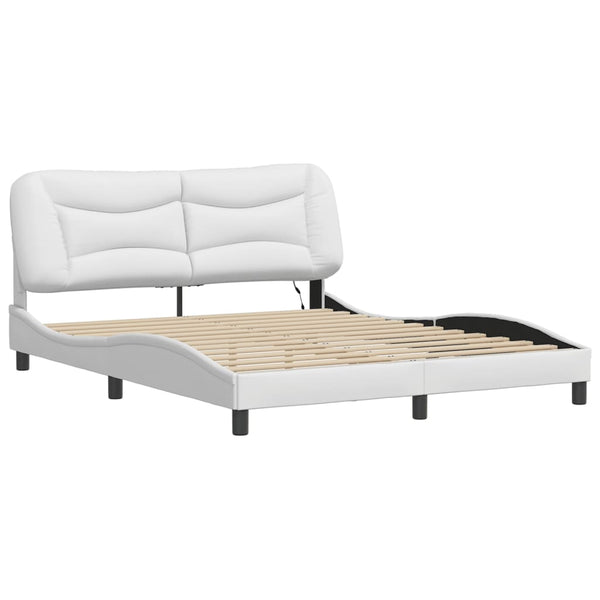 vidaXL Cadre de lit avec LED sans matelas "Hvar" Blanc 160x200 cm