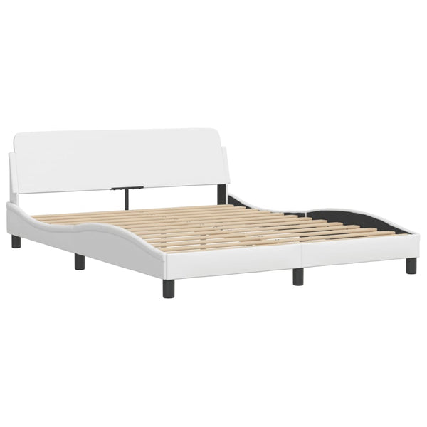 vidaXL Cadre de lit avec LED sans matelas "Hvar" Blanc 160x200 cm