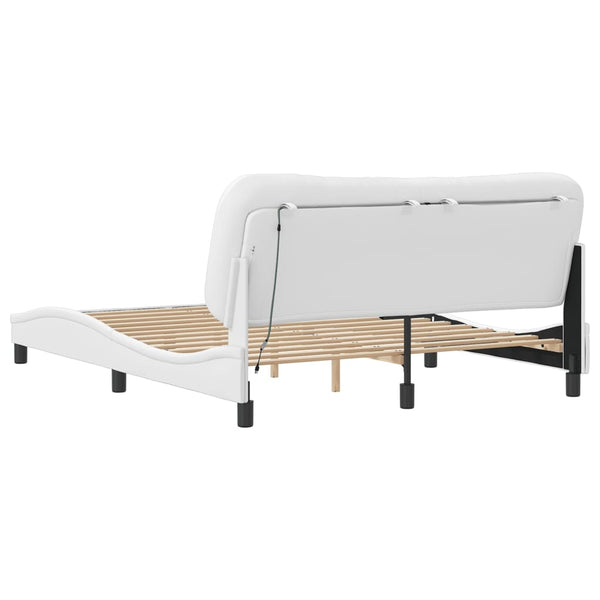 vidaXL Cadre de lit avec LED sans matelas "Hvar" Blanc 160x200 cm
