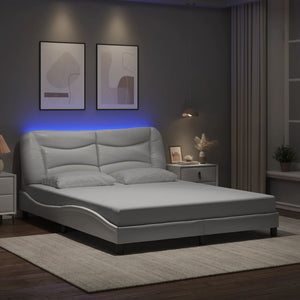 vidaXL Cadre de lit avec LED sans matelas "Hvar" Blanc 160x200 cm