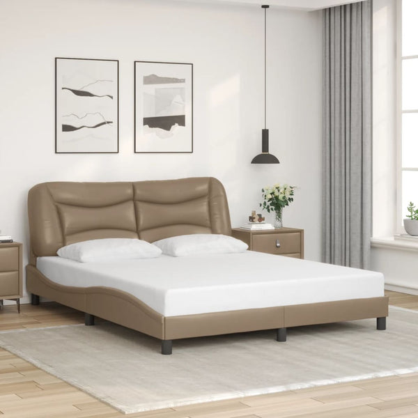 vidaXL Cadre de lit Hvar marron cappuccino 160x200 cm avec LED, sans matelas
