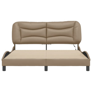 vidaXL Cadre de lit Hvar marron cappuccino 160x200 cm avec LED, sans matelas