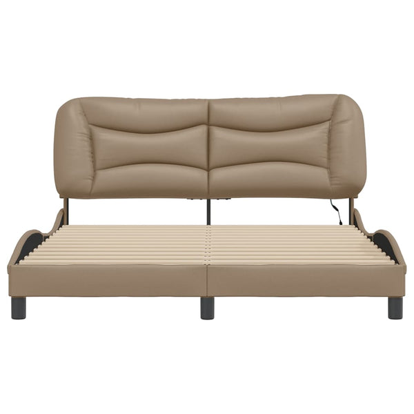 vidaXL Cadre de lit Hvar marron cappuccino 160x200 cm avec LED, sans matelas