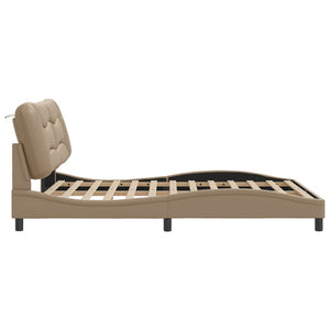 vidaXL Cadre de lit Hvar marron cappuccino 160x200 cm avec LED, sans matelas