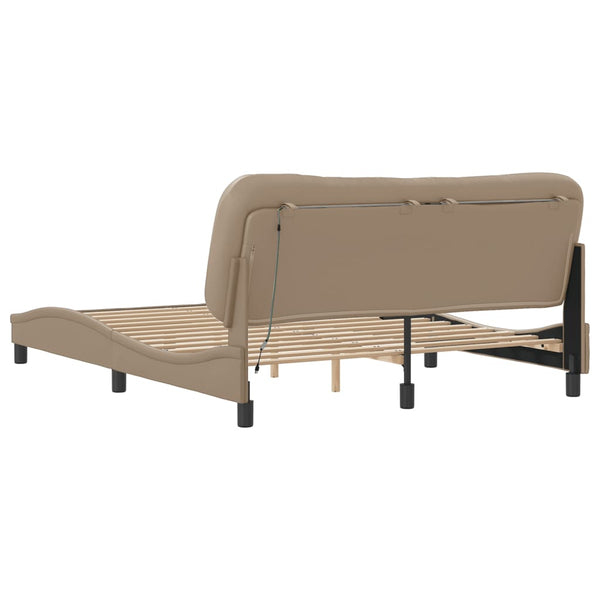 vidaXL Cadre de lit Hvar marron cappuccino 160x200 cm avec LED, sans matelas