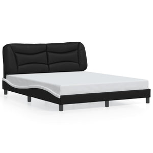 vidaXL Cadre de lit avec LED sans matelas "Hvar" Noir et blanc 160x200 cm