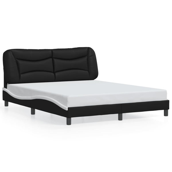 vidaXL Cadre de lit avec LED sans matelas "Hvar" Noir et blanc 160x200 cm