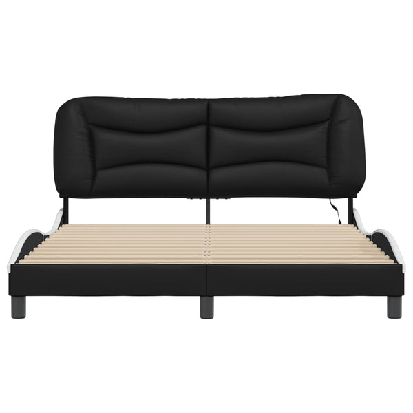 vidaXL Cadre de lit avec LED sans matelas "Hvar" Noir et blanc 160x200 cm