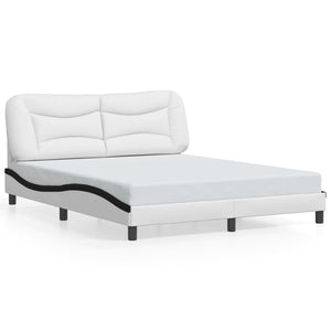 vidaXL Cadre de lit avec LED sans matelas "Hvar" Blanc et noir 160x200 cm