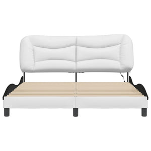 vidaXL Cadre de lit avec LED sans matelas "Hvar" Blanc et noir 160x200 cm