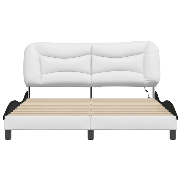 vidaXL Cadre de lit avec LED sans matelas "Hvar" Blanc et noir 160x200 cm