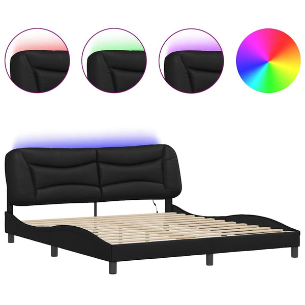 Bettgestell mit LED Schwarz 180x200 cm