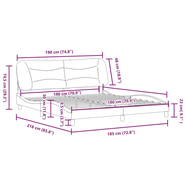 Bettgestell mit LED Schwarz 180x200 cm