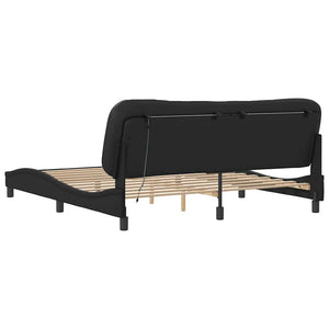 Bettgestell mit LED Schwarz 180x200 cm