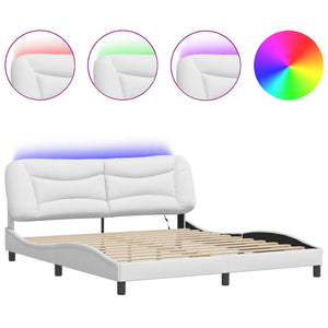 vidaXL Cadre de lit avec LED sans matelas « Hvar » Noir et blanc 180x200 cm