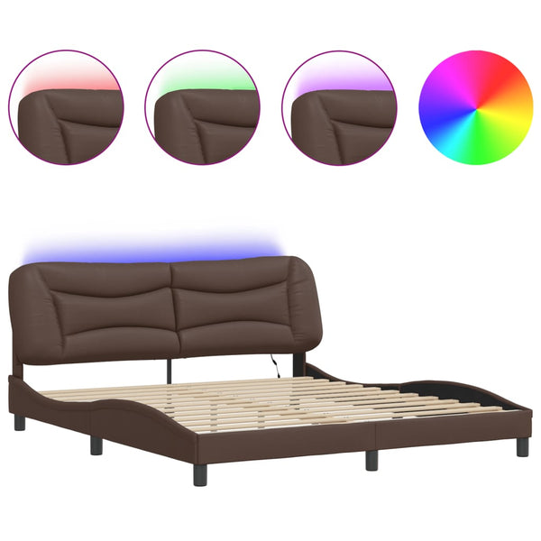 Bettgestell mit LED Braun 180x200 cm
