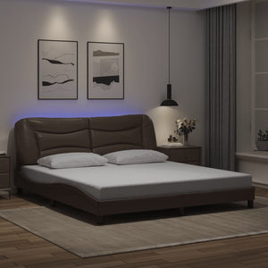 Bettgestell mit LED Braun 180x200 cm