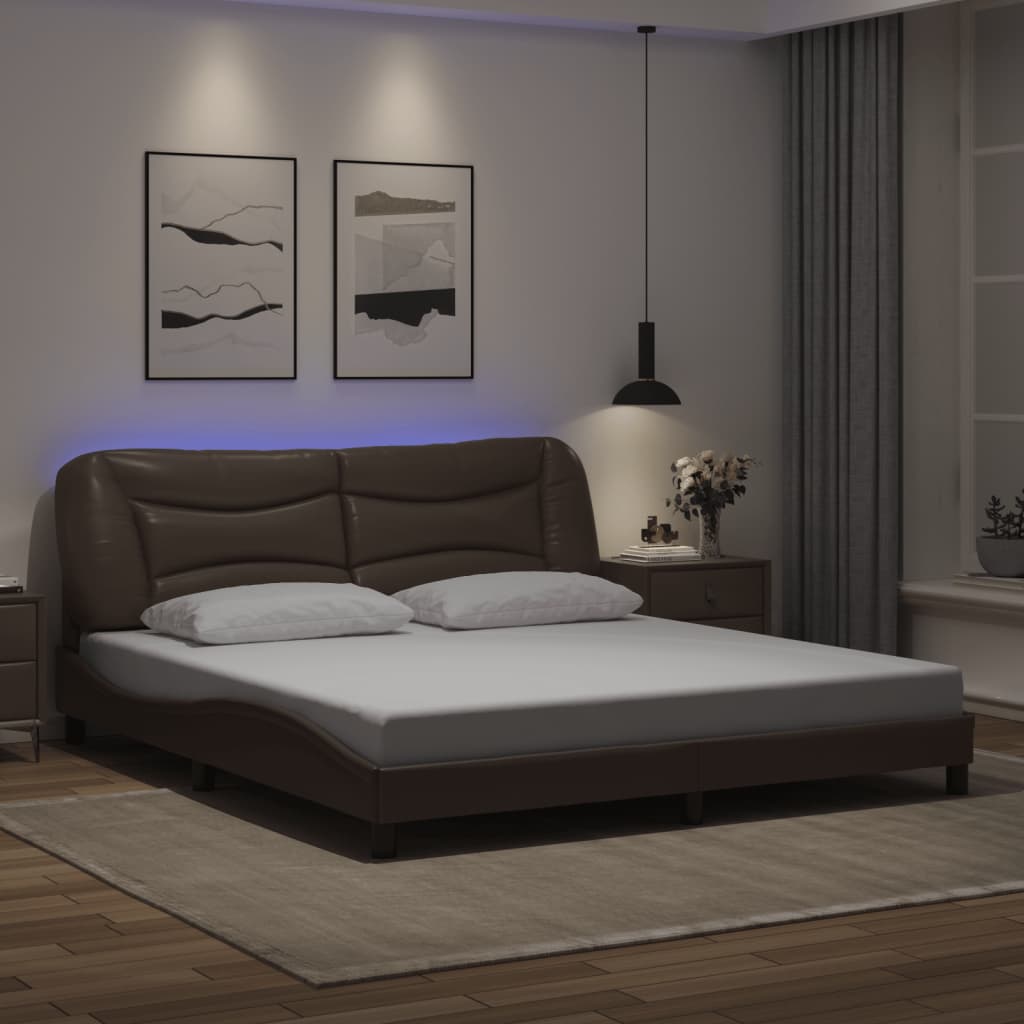 Bettgestell mit LED Braun 180x200 cm