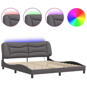 Bettgestell mit LED Grau 180x200 cm